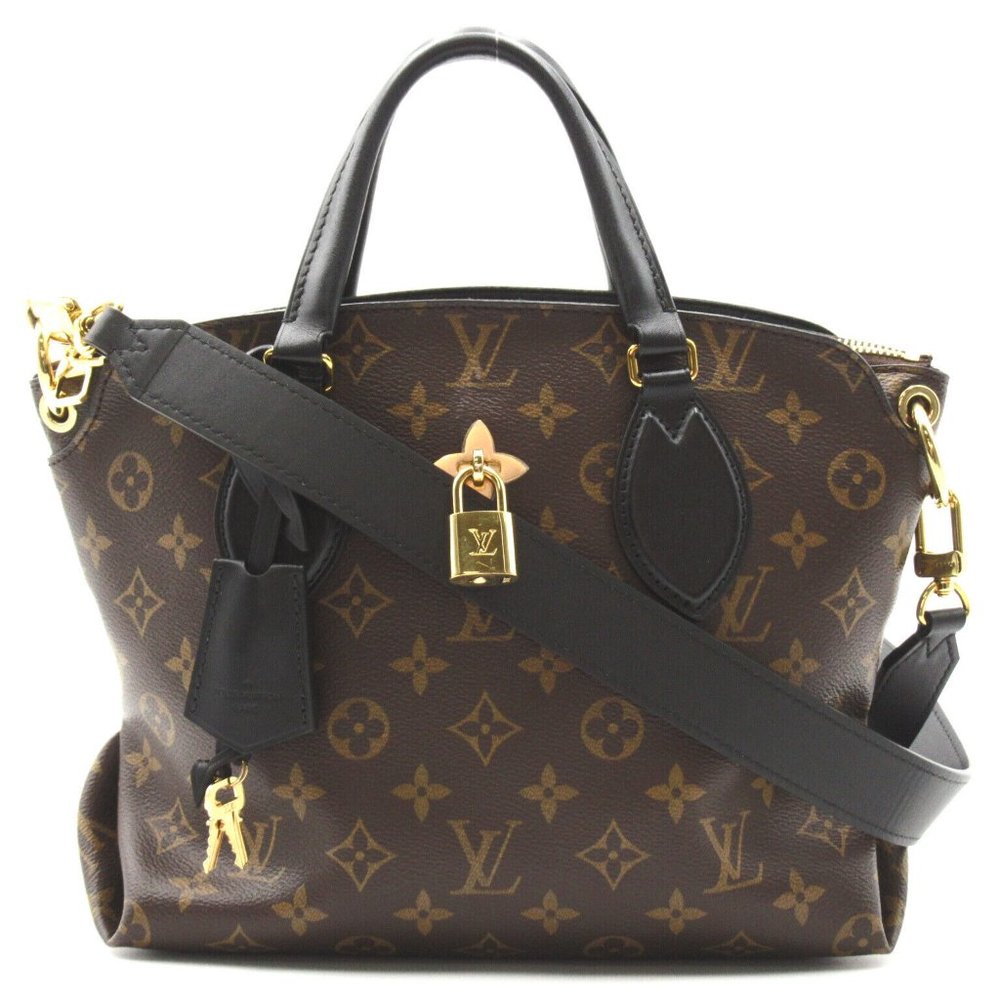 Flower Zipped PM Monogram canvas Black Shoulder Bag